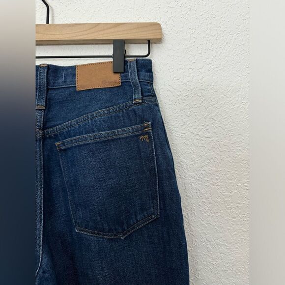 Madewell Baggy Straight High Rise Jeans in Dark Worn Indigo Wash Size 23 NH643 - Picture 9 of 13